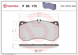 Set placute frana Brembo P 85 175