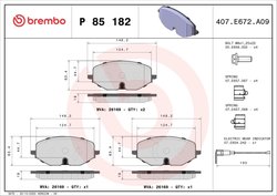 Set placute frana Brembo P 85 182