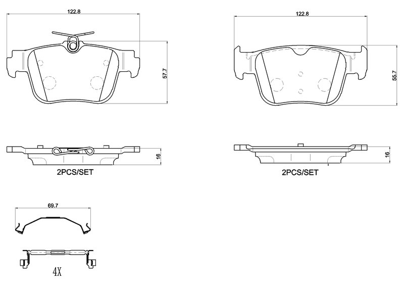 SET PLACUTE FRANA BREMBO P 85 184 - Compatibil cu AUDI, CUPRA, FORD, SEAT, SKODA, VW