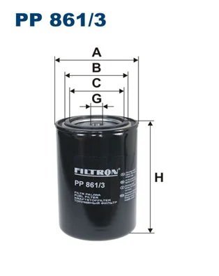 FILTRU COMBUSTIBIL FILTRON PP 861/3 - Compatibil cu DAF, IVECO, MAGIRUS-DEUTZ, NEOPLAN, SOLARIS, VOLVO