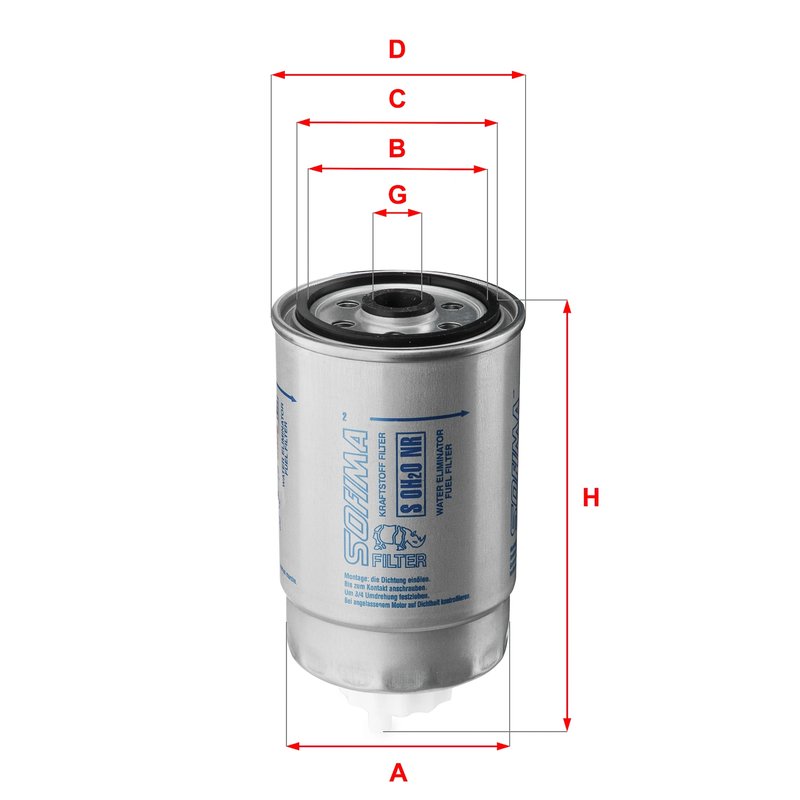FILTRU COMBUSTIBIL SOFIMA S 0H2O NR - Compatibil cu ALFA ROMEO, CITROEN, FIAT, KIA, LANCIA, PEUGEOT