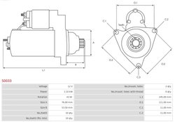 ELECTROMOTOR AS-PL S0033 - Compatibil cu AUDI, FORD, SEAT, SKODA, VW