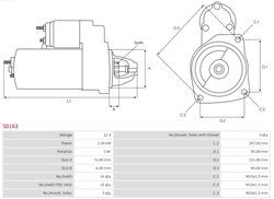 ELECTROMOTOR AS-PL S0163 - Compatibil cu CITROEN, FIAT, LANCIA, PEUGEOT