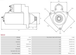 ELECTROMOTOR AS-PL S0213 - Compatibil cu AUDI, PORSCHE, VW