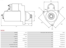 ELECTROMOTOR AS-PL S0316 - Compatibil cu AUDI, PORSCHE, VW