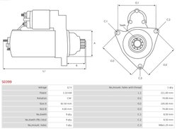 ELECTROMOTOR AS-PL S0399 - Compatibil cu SEAT, SKODA, VW