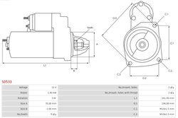 ELECTROMOTOR AS-PL S0533 - Compatibil cu BUICK, DAEWOO, PEUGEOT, RENAULT, VOLVO