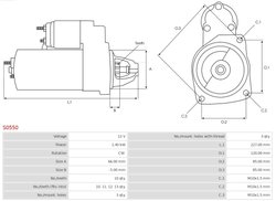ELECTROMOTOR AS-PL S0550 - Compatibil cu CHEVROLET, CITROEN, DS, FIAT, HYUNDAI, LANCIA, MITSUBISHI, OPEL, PEUGEOT, SUZUKI, TOYOT
