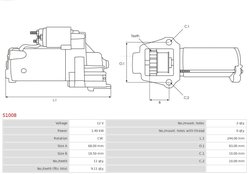ELECTROMOTOR AS-PL S1008 - Compatibil cu CHEVROLET, GMC