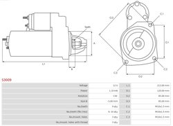ELECTROMOTOR AS-PL S3009 - Compatibil cu CITROEN, FIAT, LANCIA, MERCEDES-BENZ, PEUGEOT