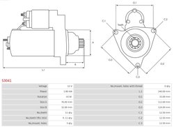 ELECTROMOTOR AS-PL S3041 - Compatibil cu AUDI, FORD, LAMBORGHINI, MERCEDES-BENZ, SEAT, SKODA, VW