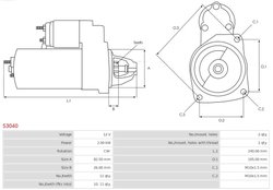 ELECTROMOTOR AS-PL S3040 - Compatibil cu DAEWOO, MERCEDES-BENZ, MULTICAR, SCANIA, SSANGYONG, VW