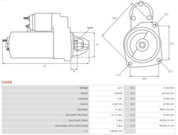 ELECTROMOTOR AS-PL S3058 - Compatibil cu DACIA, MITSUBISHI, NISSAN, OPEL, RENAULT, SUZUKI, VAUXHALL, VOLVO