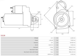 ELECTROMOTOR AS-PL S3139 - Compatibil cu RENAULT