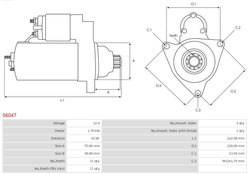 ELECTROMOTOR AS-PL S6047 - Compatibil cu HONDA, MG, ROVER