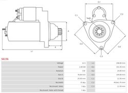 ELECTROMOTOR AS-PL S6156 - Compatibil cu AUDI, PORSCHE, VW