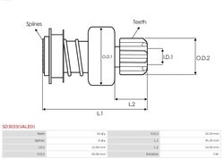 CUPLAJ UNISENS ELECTROMOTOR AS-PL SD3033(VALEO) - Compatibil cu CITROEN