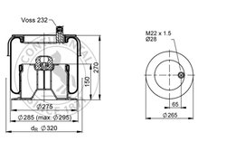 BURDUF SUSPENSIE PNEUMATICA CONTITECH AIR SPRING SK 175-605 P01 - Piesa auto compatibila cu mai multe marci