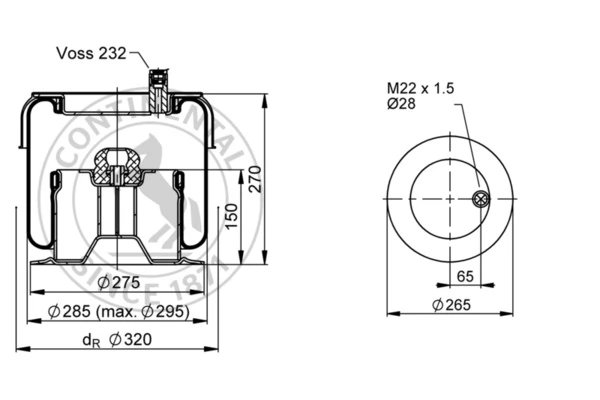 BURDUF SUSPENSIE PNEUMATICA CONTITECH AIR SPRING SK 175-605 P01 - Piesa auto compatibila cu mai multe marci