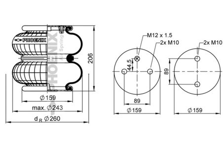 BURDUF SUSPENSIE PNEUMATICA PHOENIX SP 2 B 12 R-5 - Piesa auto compatibila cu mai multe marci