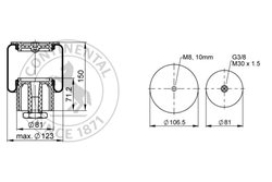 BURDUF SUSPENSIE PNEUMATICA CONTITECH AIR SPRING SZ 70-11 - Piesa auto compatibila cu mai multe marci