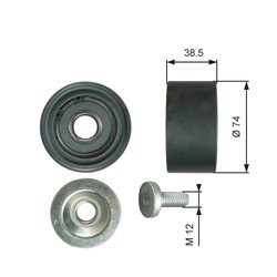 ROLA GHIDARE CUREA TRANSMISIE GATES T36285 - Compatibil cu RENAULT TRUCKS, VOLVO