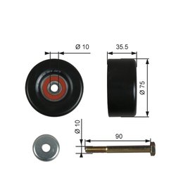 ROLA GHIDARE CUREA TRANSMISIE GATES T36357 - Compatibil cu NISSAN, NISSAN (DFAC)