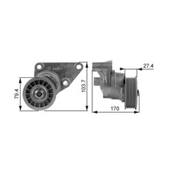 INTINZATOR CUREA DISTRIBUTIE GATES T38158 - Compatibil cu CADILLAC, CHEVROLET, GMC, HUMMER, ISUZU, SAAB
