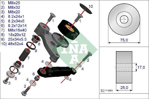 Set reparatie brat tensionare curea trapezoidala