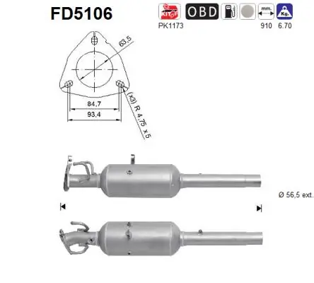 Filtru funingine/particule, sist.de esapament