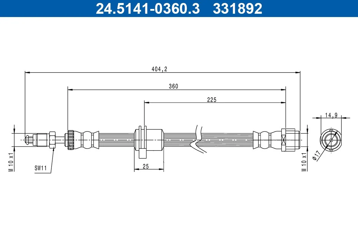 Furtun frână spate stânga Mini Cooper/One 1,2-2,0