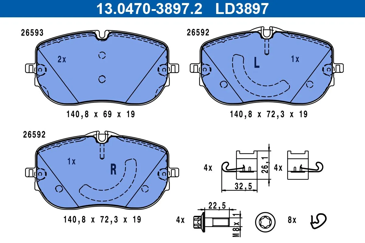 Set plăcuțe frână față Mercedes-Benz W206/S206
