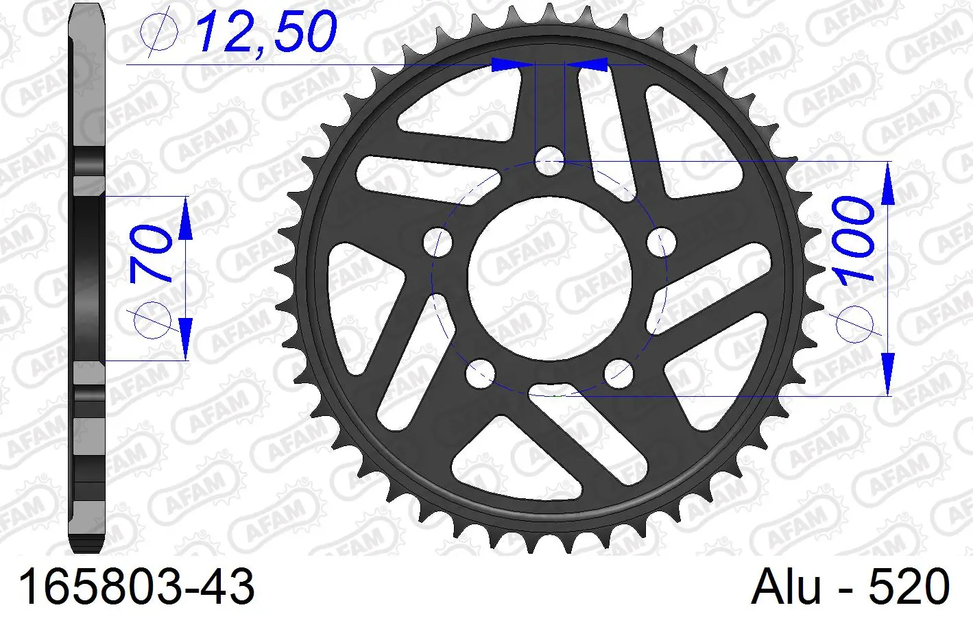 Pinion antrenare spate moto aluminiu anodizat gun metal