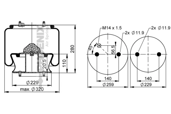 Burduf suspensie pneumatica