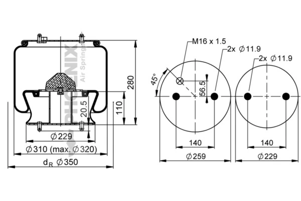 Burduf, suspensie pneumatica