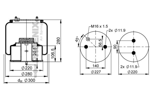 Burduf suspensie pneumatica