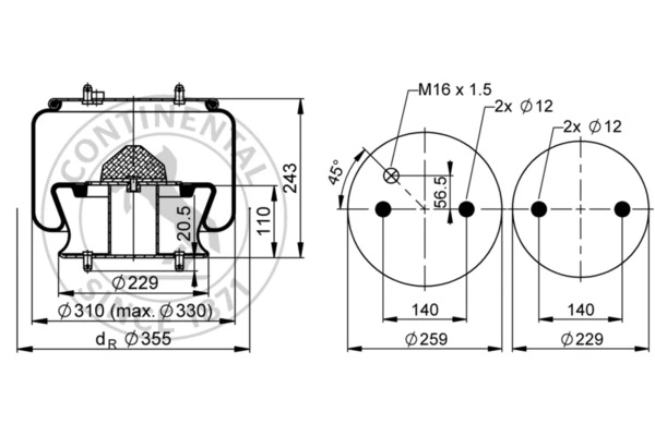 Burduf suspensie pneumatica
