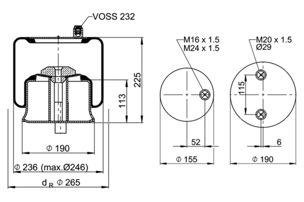 Burduf suspensie pneumatica