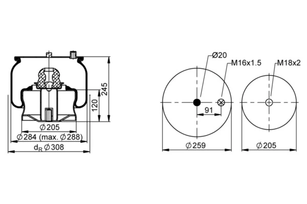 Burduf suspensie pneumatica
