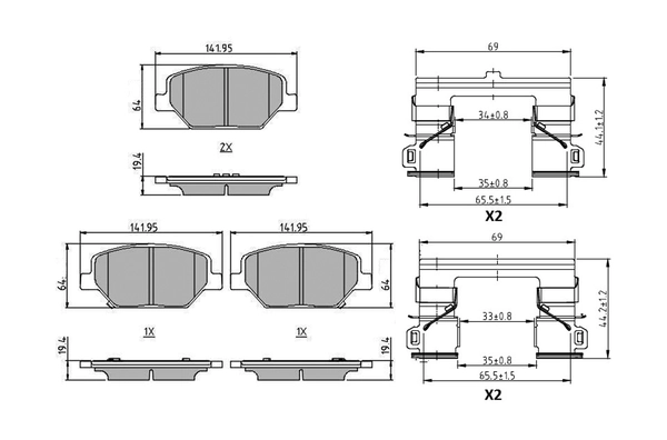 Set placute frana