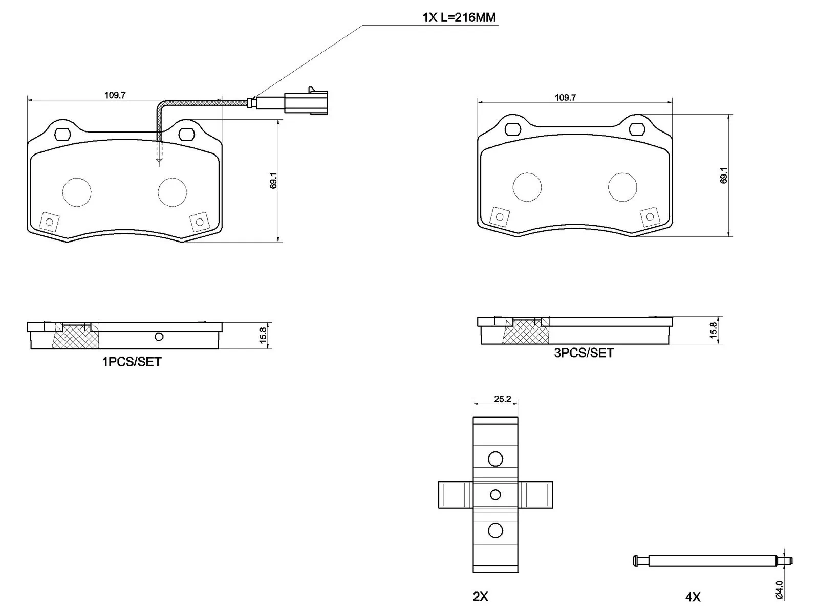 Set placute frana