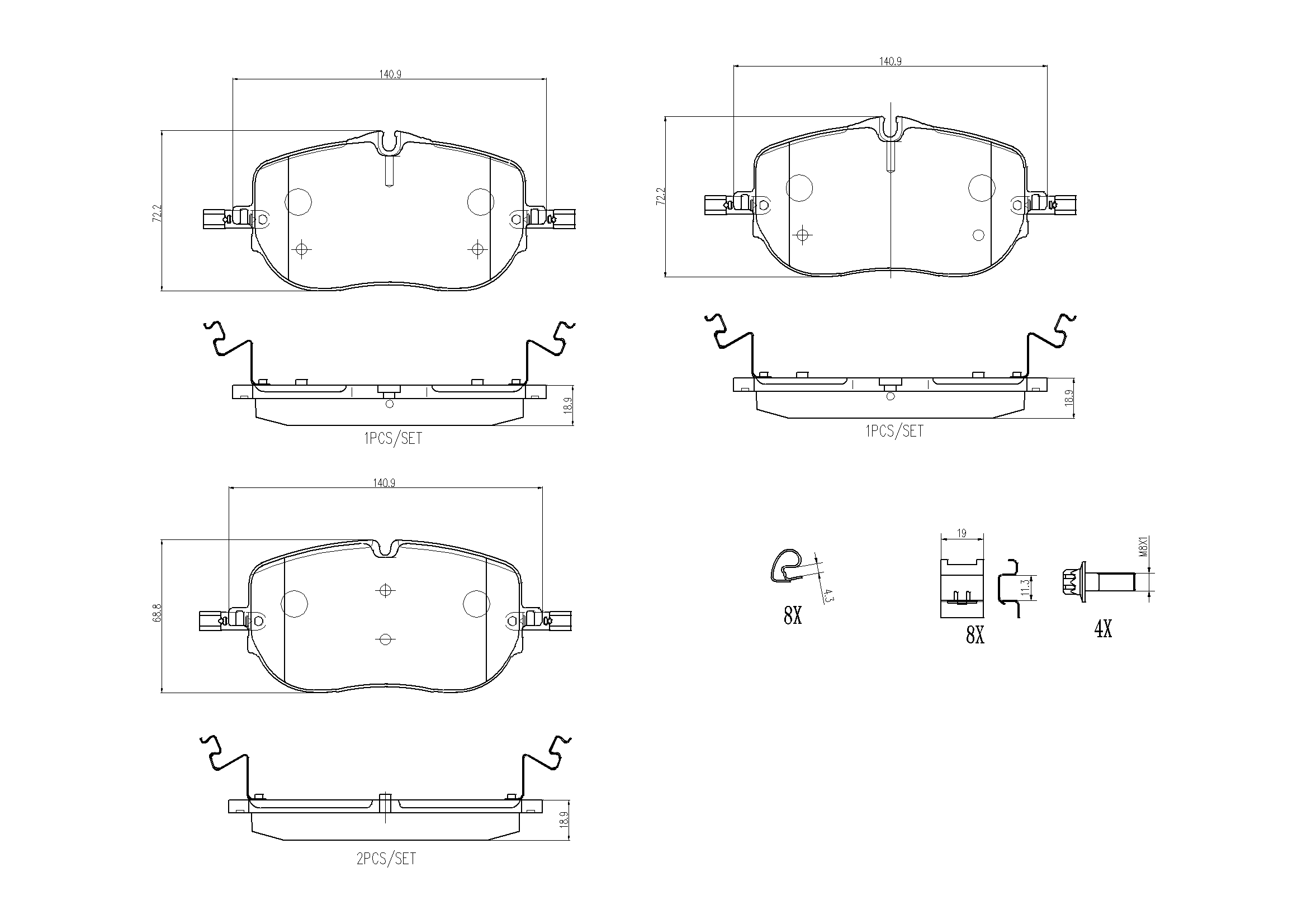Set placute frana