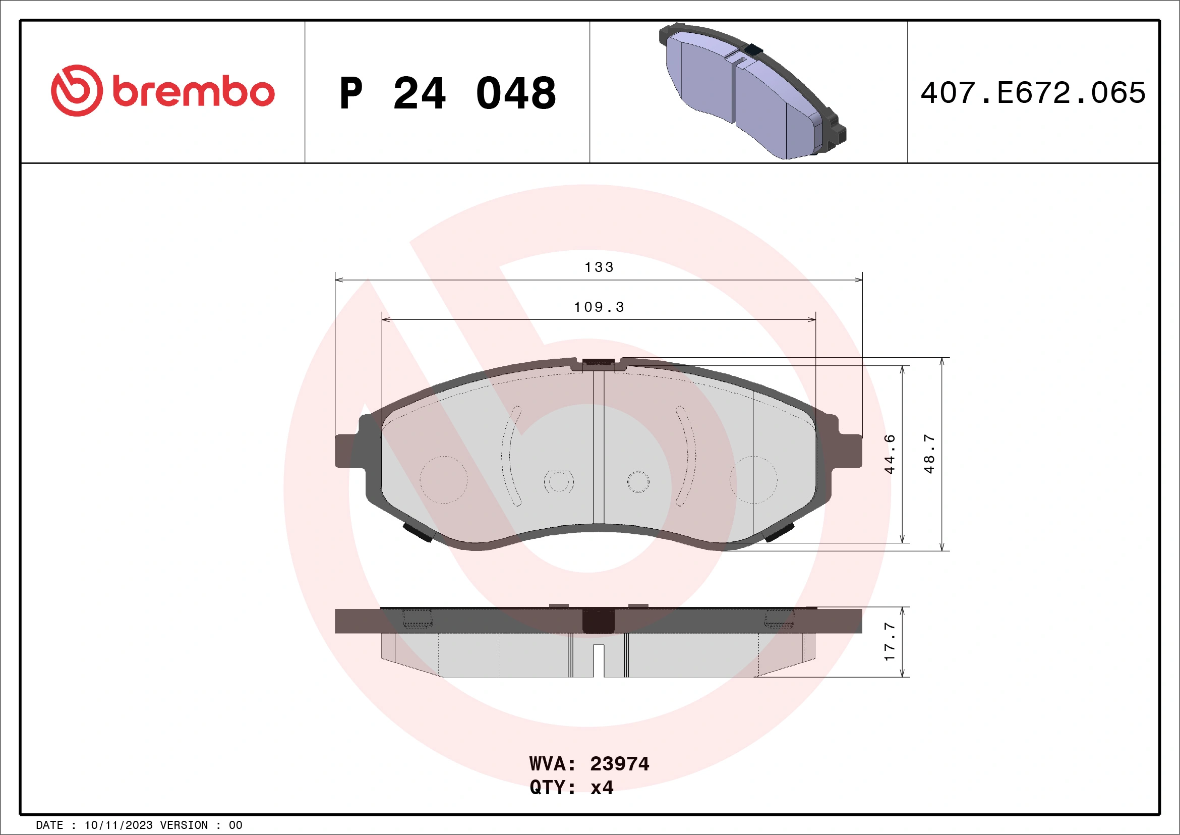 Set placute frana