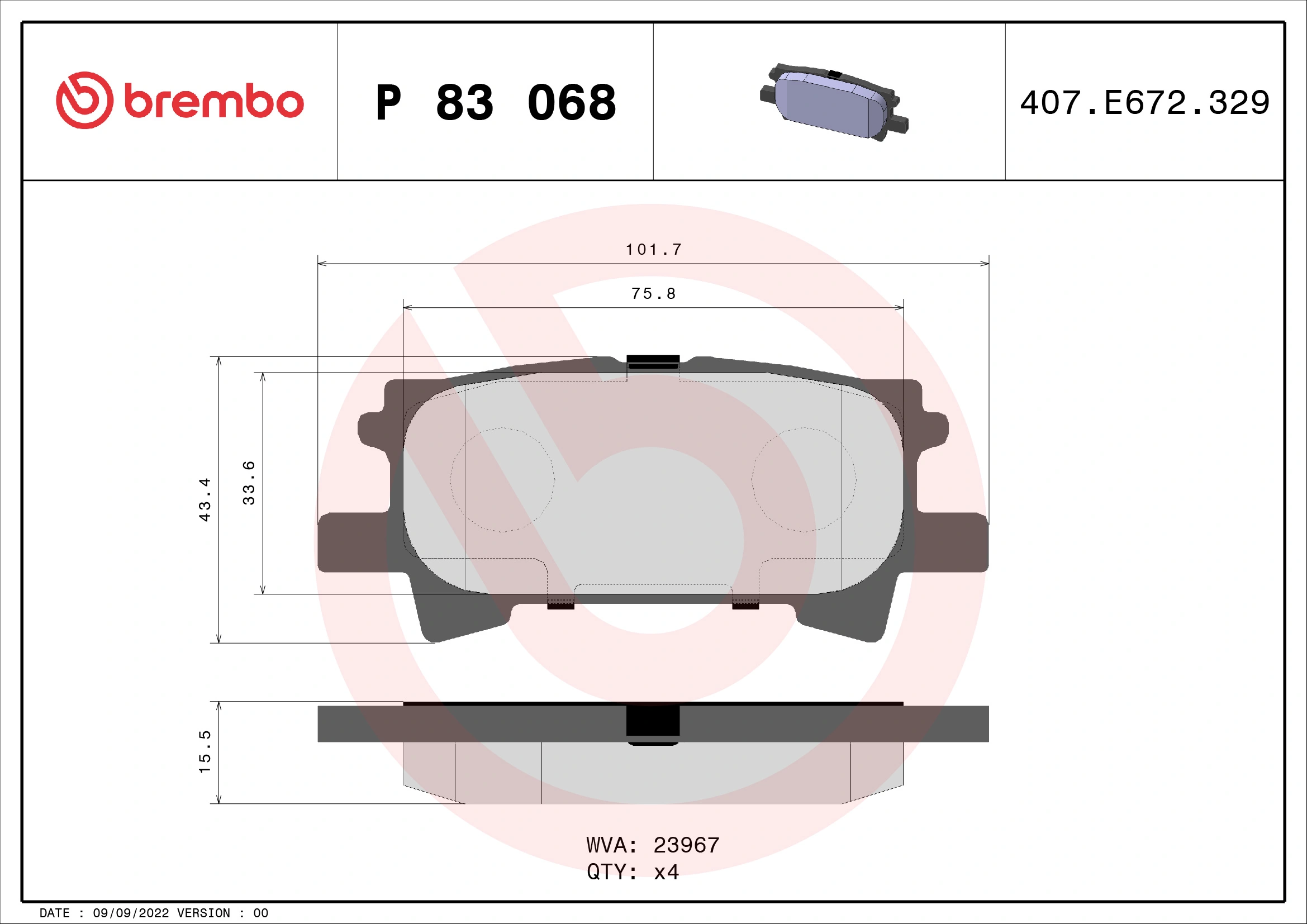 Set placute frana