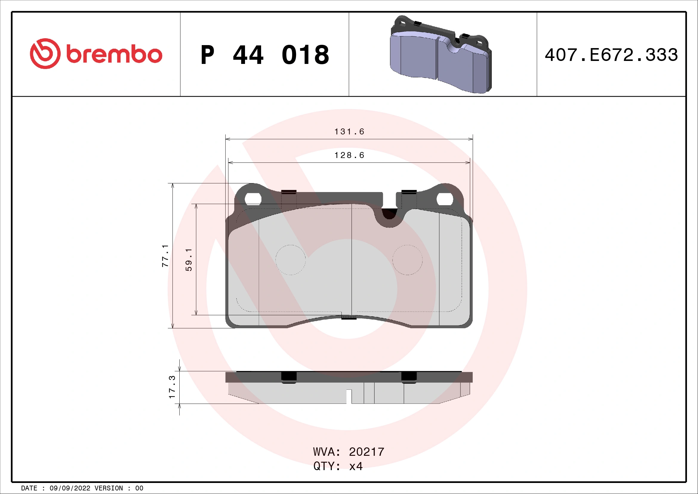 Set placute frana