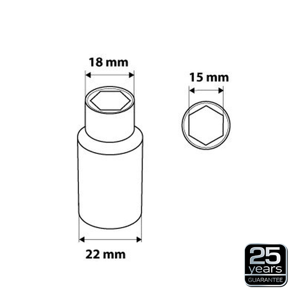 Tubulara de impact 3/8'' lunga 15 mm