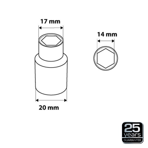 Tubulara de impact 1/4'' 14 mm