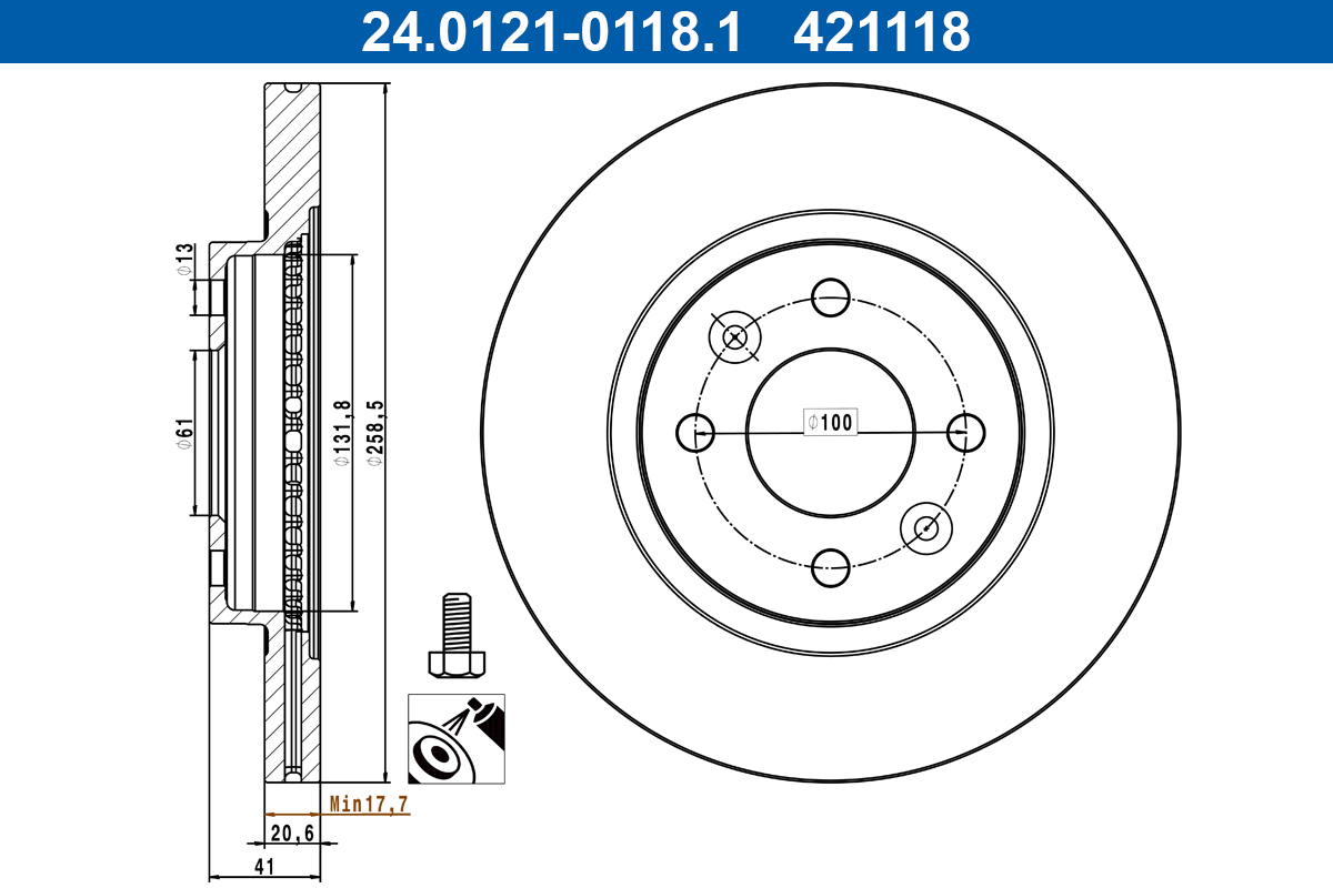 Disc frana ventilat 259 mm