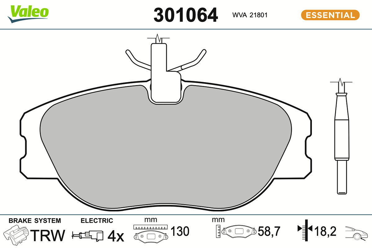 Set placute frana punte fata 130x59x18 mm