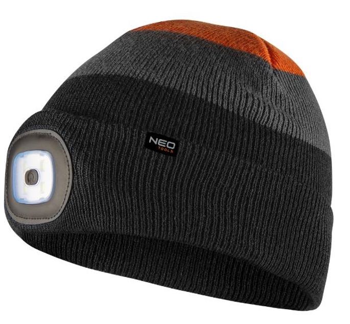 Caschetă lanternă LED negru-gri-portocaliu cald